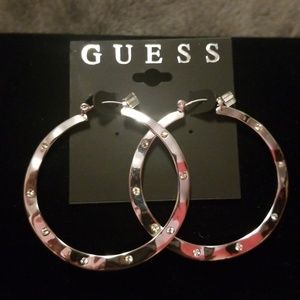 Guess Crystal Accent Hoops NWT